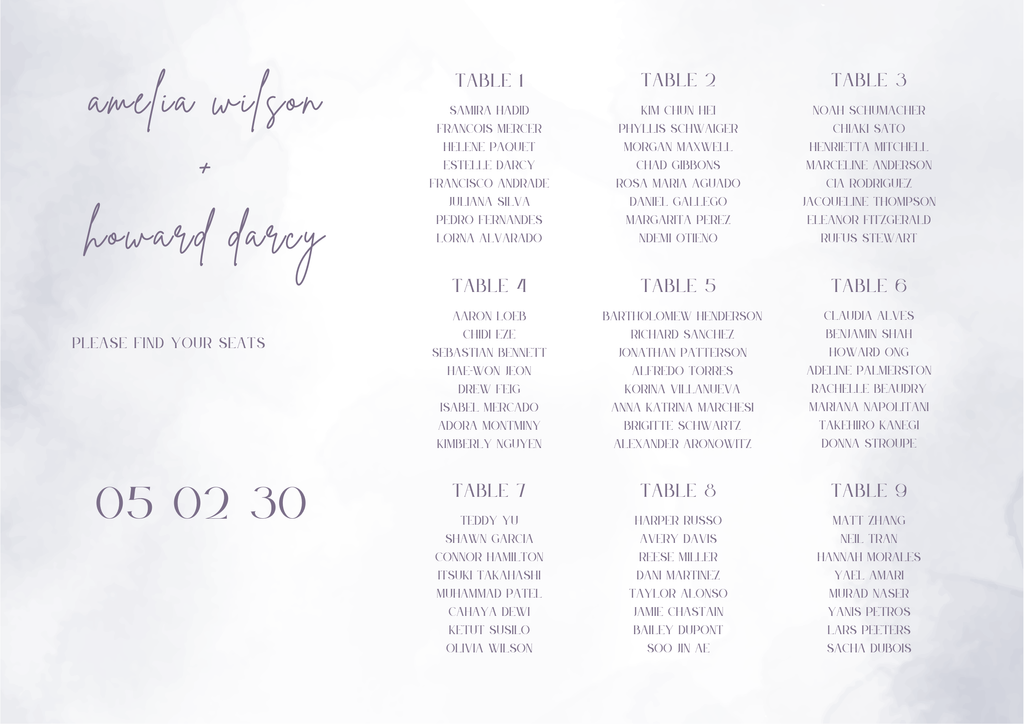 Seating Chart (Easel Not Included)