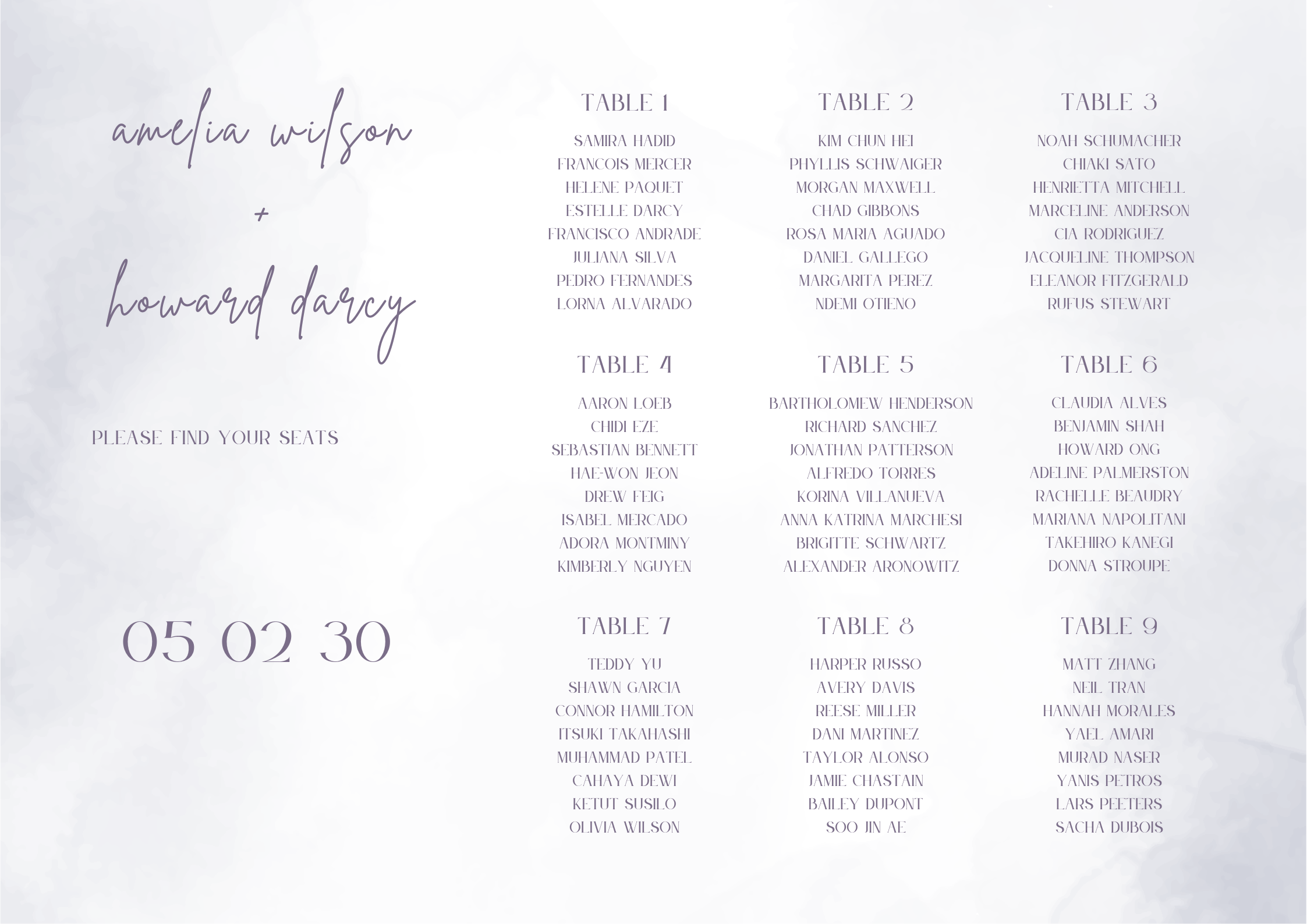 Seating Chart (Easel Not Included)