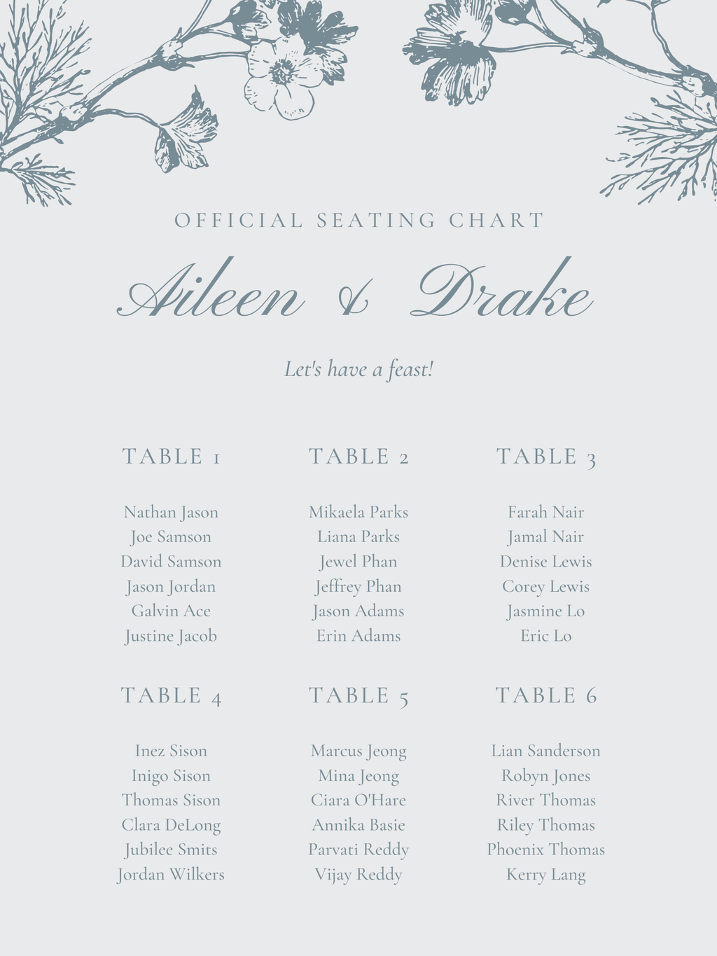 Seating Chart (Easel Not Included)