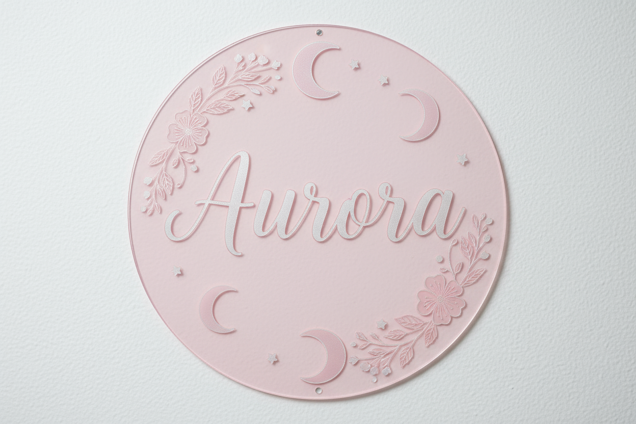 Nursery Name Sign laser engrave out of acrylic 